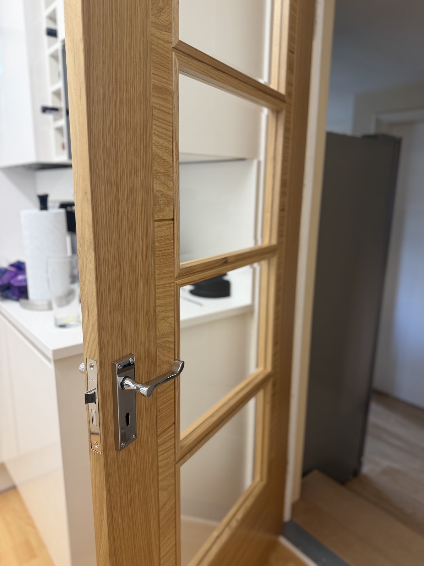 Oak-veneer internal glazed door