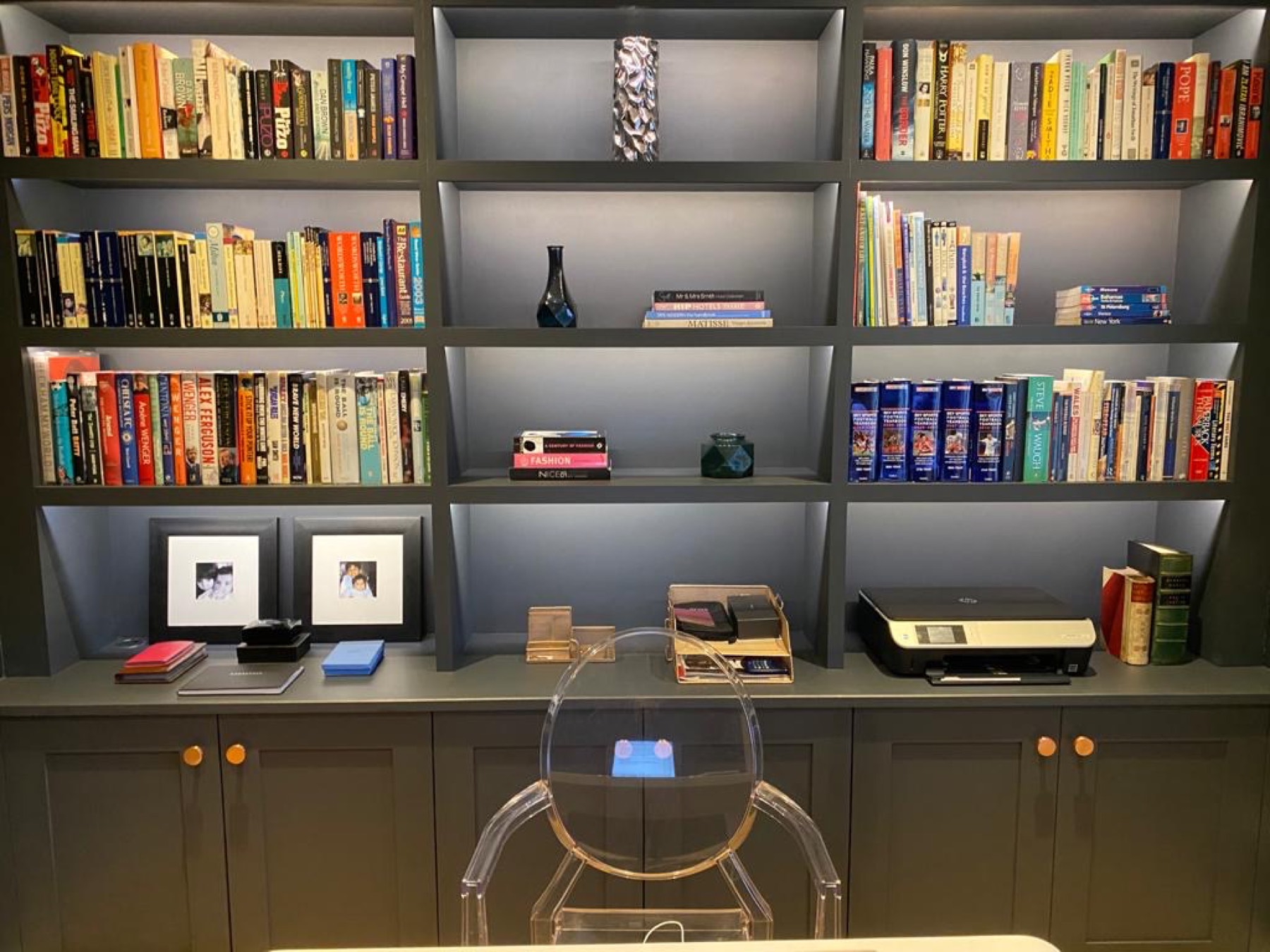 Floor-to-ceiling bespoke bookcase wall